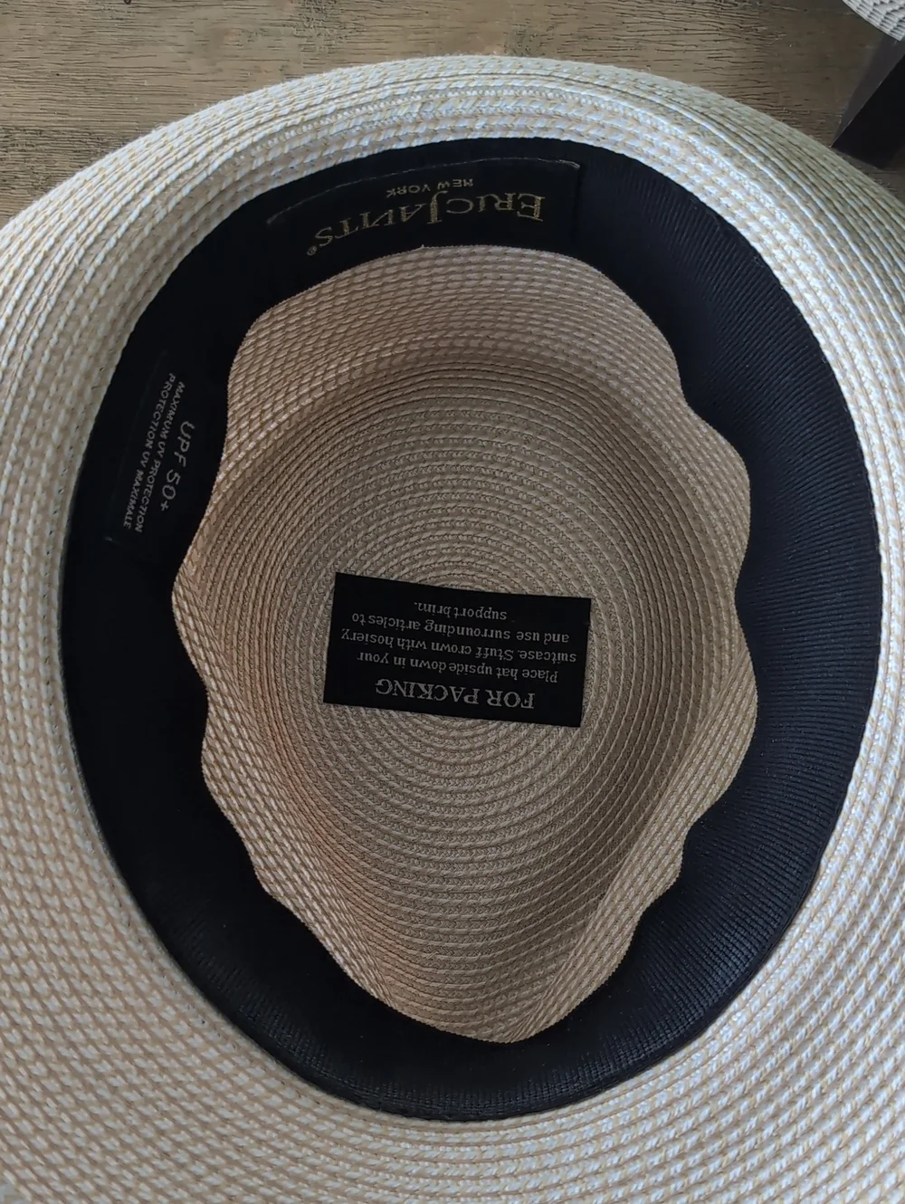 Eric Javits Classic Squishee Straw Packable Fedora Sun Hat Cream/Black - Picture 16 of 16